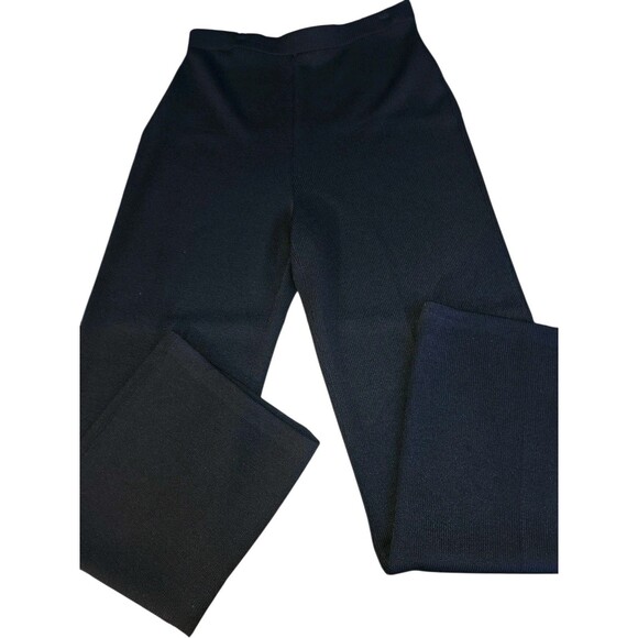 St. John Size 10 Classic Santana Knit Solid Black Pants Straight Leg Pull On - Picture 6 of 16